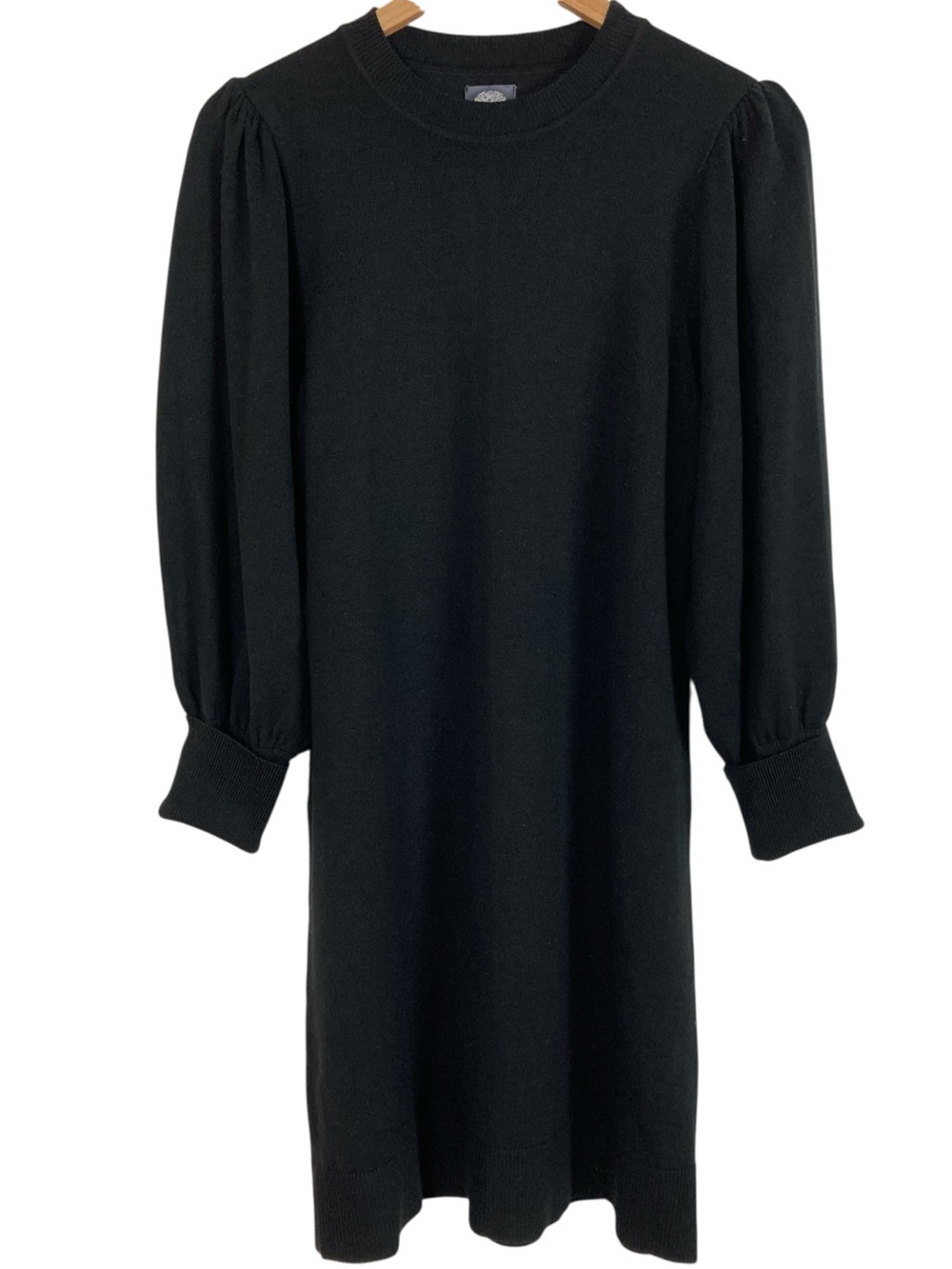 Vince Camuto Black Crewneck Puff Sleeve Sweater Dress, Size Medium